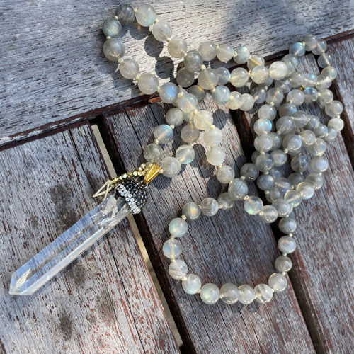 comotocapri - labradorite - crystal - mala necklace - harmony - peace - meditation - como to capri - handmade jewelry