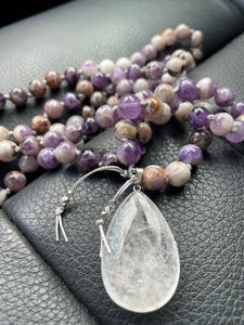 Flower amethyst mala - comotocapri - tourmaline - quartz - mala necklaces