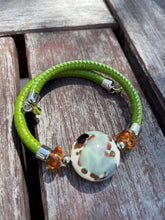 Load image into Gallery viewer, &quot;Capri&quot; glass wrap bracelet (with leather band)
