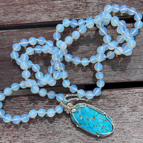 como to capri mala necklace white opalite nevada turquoise comotocapri